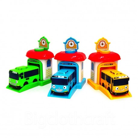 3 pcs Tayo The Little Bus Parking Lot Toy Play Set & Shooting Car Set